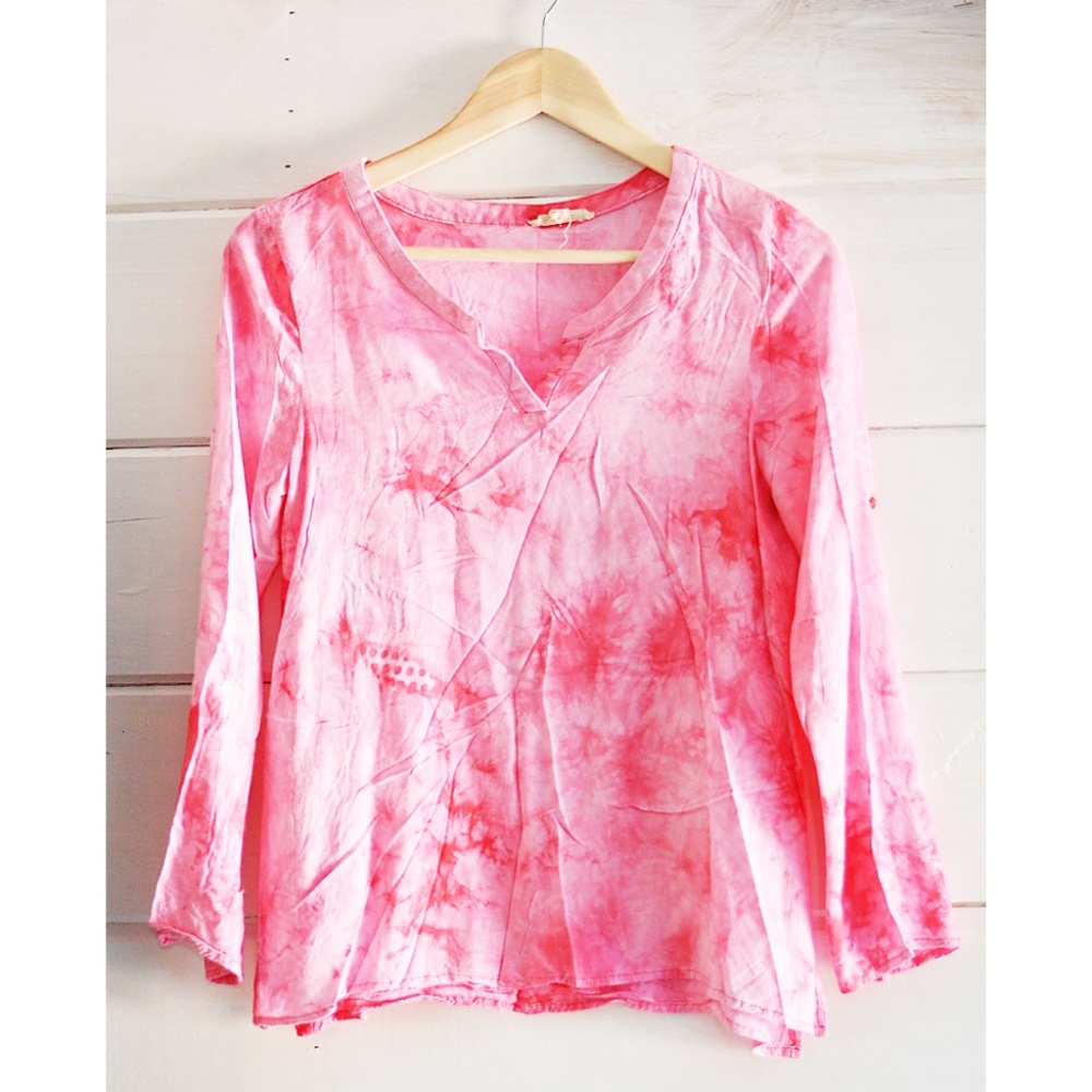 Pink Tie-Dye Boho Top Size Small